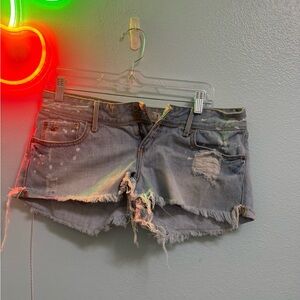 Hollister Light Blue Distressed Denim Cutoff Shorts